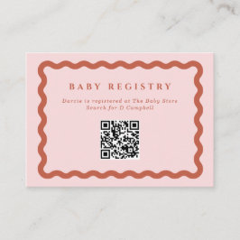 Retro Wavy Terracotta Frame Baby Registry QR Code Begleitkarte