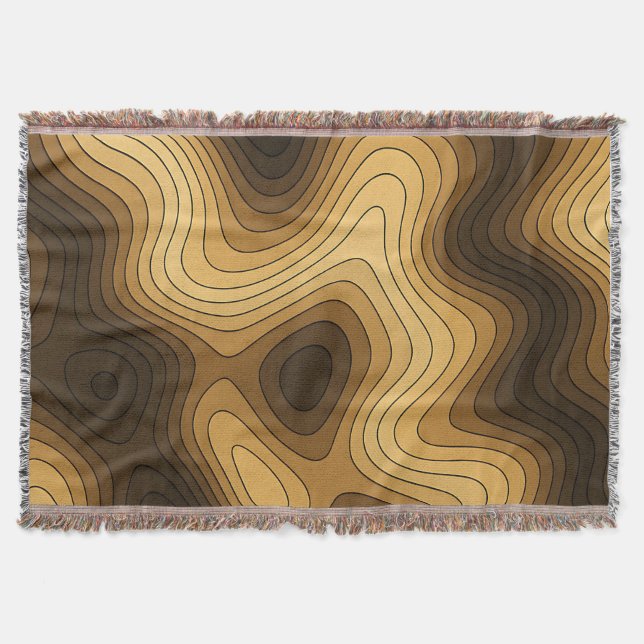 Retro Wavy Topographisches Abstraktes Muster Decke (Vorderseite)