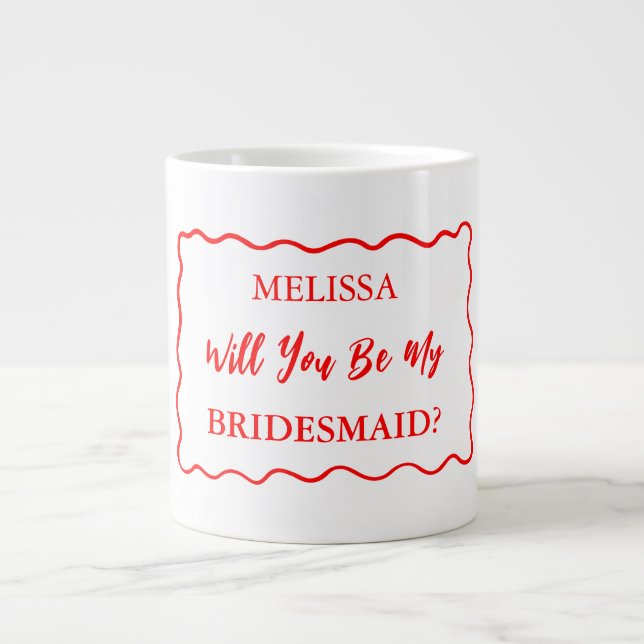 Retro Wavy werden Sie meine Bridesmaid Vorschlag 2 Jumbo-Tasse (Vorderseite)