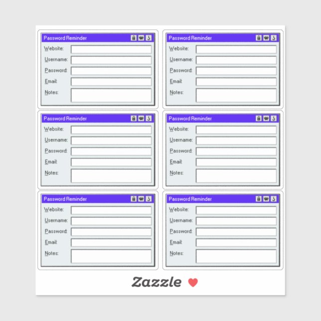 Retro Web Page Username Log Password Tracker  Aufkleber (Blatt)