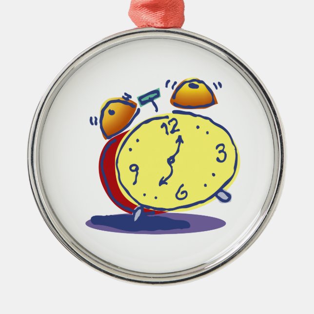 Retro Wecker-Verzierung Silbernes Ornament (Vorne)