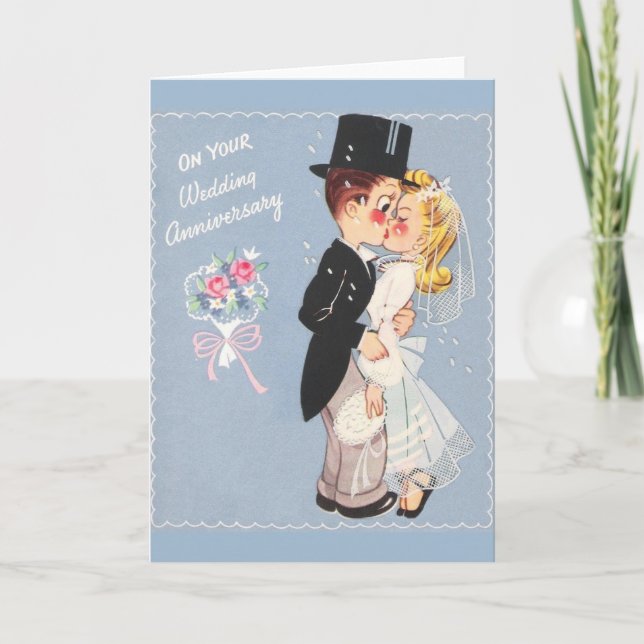 Retro Wedding Anniversary Card Karte (Vorderseite)