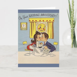 Retro Wedding Anniversary Grußkarte Karte