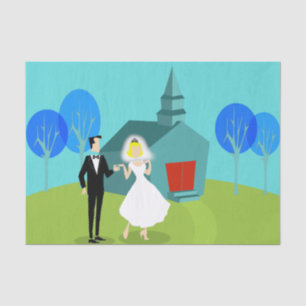 Retro Wedding Couple Tissue Paper Seidenpapier