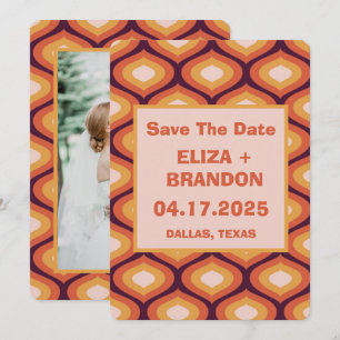 Retro Wedding Foto 70er Save the Date Einladung