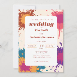 Retro Wedding Multicolor Drops Fresh Grafitti Mode Einladung