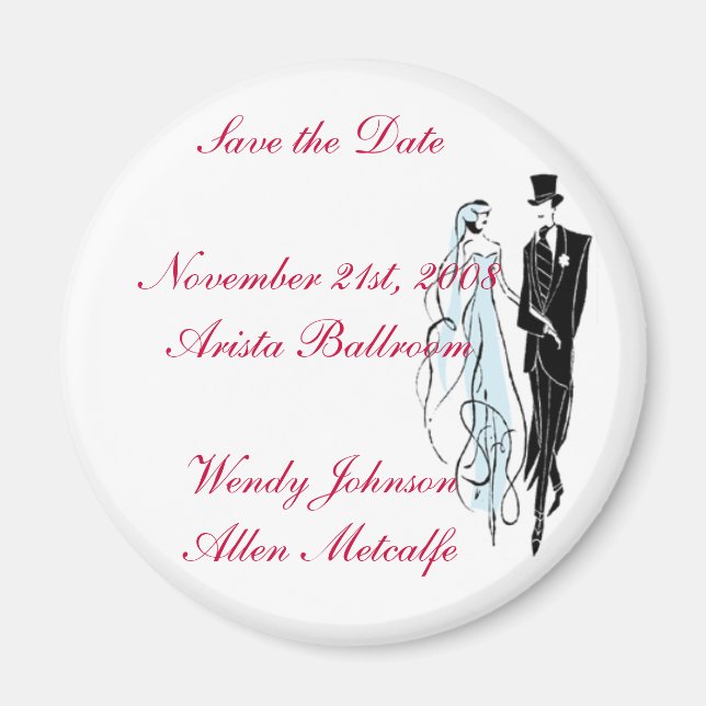 Retro Wedding, Save the Date Magnet (Vorne)