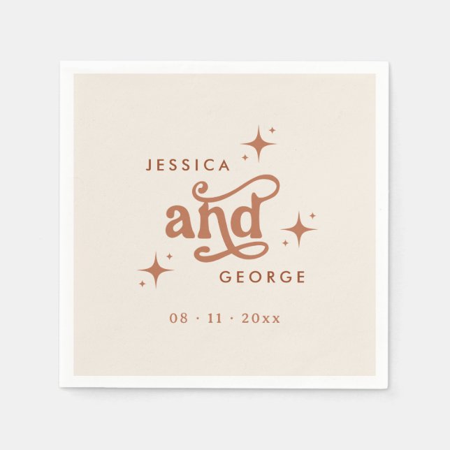 Retro Wedding, Terracotta Boho Serviette (Vorderseite)