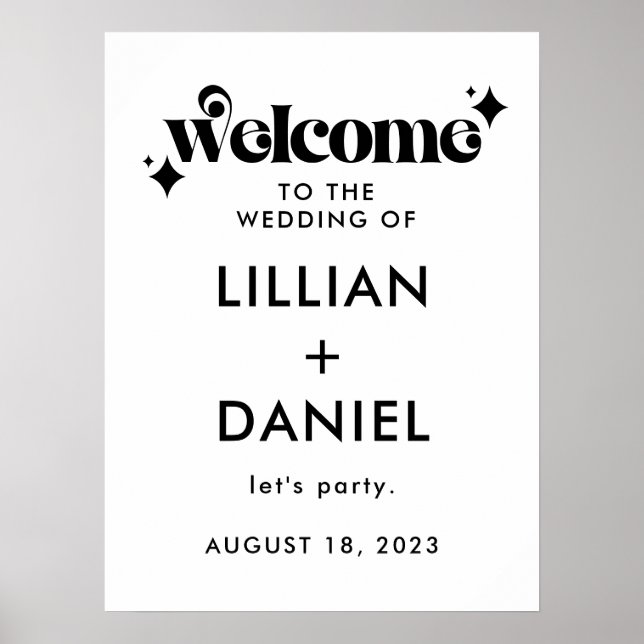 Retro Wedding Welcome Sign Poster (Vorne)