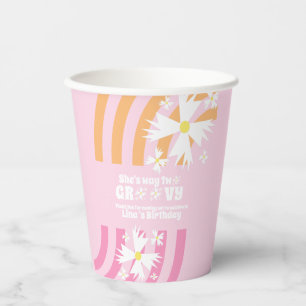 Retro Weg Zwei Groovy Gänseblümchen Blumen Geburts Pappbecher