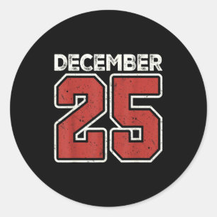 Retro-Weihnachten 25. Dezember Xmas-Matching für M Runder Aufkleber