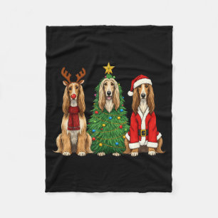 Retro-Weihnachten Afghanischer Windhund Santa Rent Fleecedecke