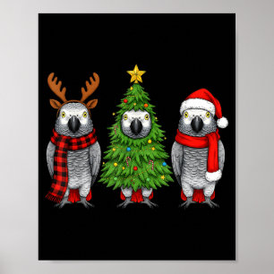 Retro-Weihnachten Afrikanischer G-Papagei Vogel Sa Poster