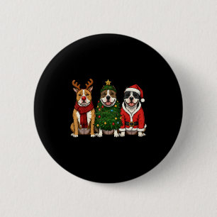 Retro-Weihnachten American Bully Santa Rentier Hun Button