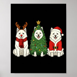 Retro-Weihnachten Amerikanischer Eskimo-Hund Santa Poster