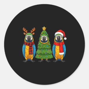 Retro-Weihnachten Blau Und Gelb Ara Papagei Weihna Runder Aufkleber