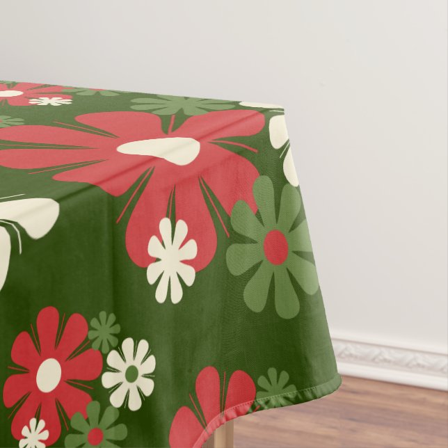 Retro Weihnachten Blume 60er 70er Floral Pattern Tischdecke (Beispiel)