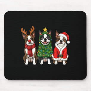 Retro-Weihnachten Boston Terrier Santa Rentier Hun Mousepad