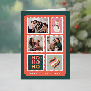 Retro-Weihnachten-Briefmarken-Foto-Collage