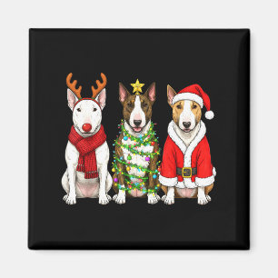 Retro-Weihnachten Bull Terrier Santa Rentier Hund Magnet
