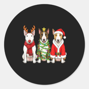Retro-Weihnachten Bull Terrier Santa Rentier Hund Runder Aufkleber