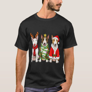 Retro-Weihnachten Bull Terrier Santa Rentier Hund  T-Shirt