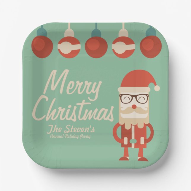 Retro Weihnachten Cheer! Pappteller (Vorderseite)