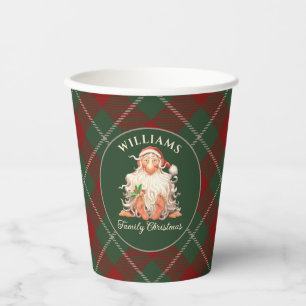 Retro Weihnachten der Familie mit Namen und Jahr Pappbecher