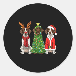 Retro-Weihnachten Deutsch Drahthaar Inter Santa Re Runder Aufkleber