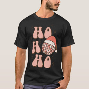 Retro-Weihnachten Disco-Kugel Groovy Ho Ho Ho Sant T-Shirt