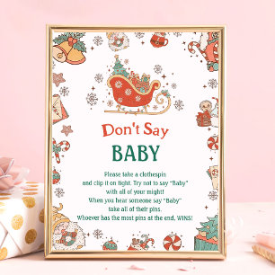 Retro Weihnachten "Don't Say Baby" Baby Shower Gam Poster