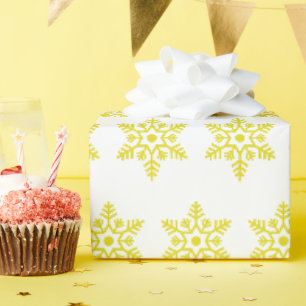 Retro-Weihnachten Gelbe Schneeflocken Vintage Geschenkpapier