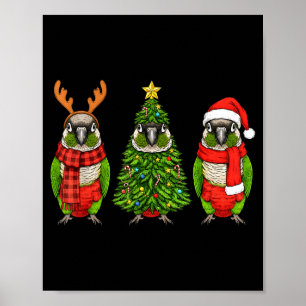 Retro-Weihnachten Grünwangensittich-Papagei Santa  Poster