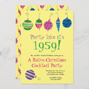 Retro Weihnachten Hand-Illustriert Cocktail Party Einladung