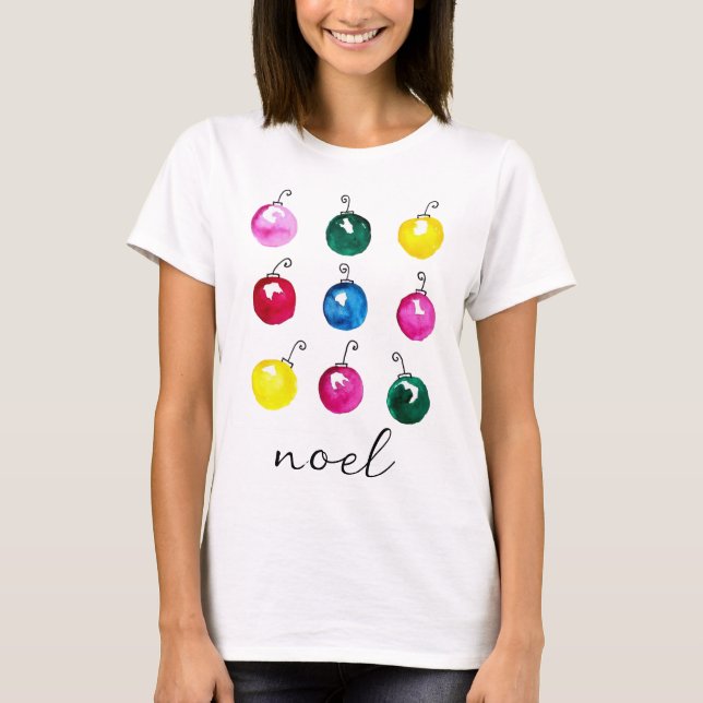 Retro Weihnachten HandGezeichnet Ornamente Chic We T-Shirt (Vorderseite)