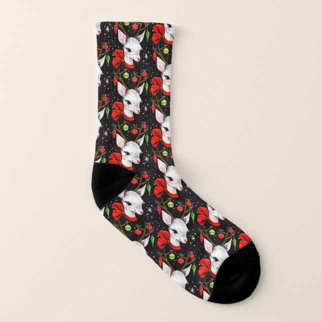 Retro Weihnachten Hirsch Muster All-Over-Print Soc Socken (Links - Innen)