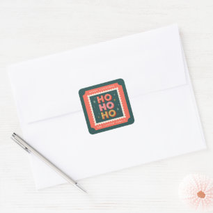 Retro-Weihnachten Ho Ho Ho-Poststempel Quadratischer Aufkleber