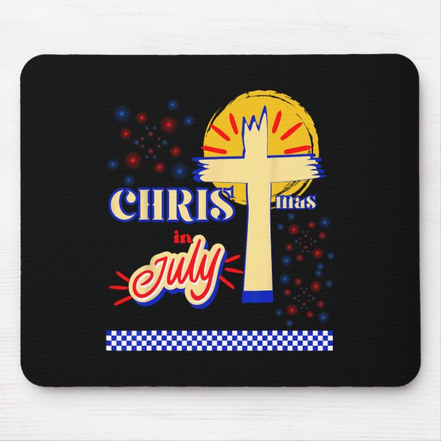 Retro-Weihnachten im Juli Christ Jesus Gott Sommer Mousepad (Vorne)