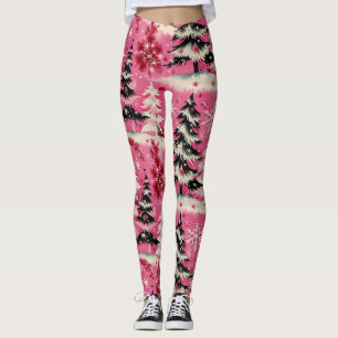 Retro-Weihnachten im Vintage-Stil: 1950er rosa Wei Leggings