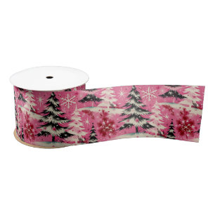 Retro-Weihnachten im Vintage-Stil: 1950er rosa Wei Satinband
