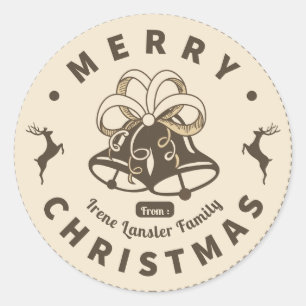 Retro Weihnachten im Vintage-Stil Runder Aufkleber