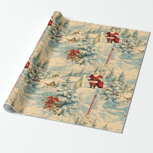 Retro-Weihnachten im Vintage-Stil: Santas Schneedo Geschenkpapier