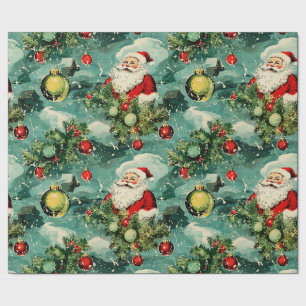 Retro-Weihnachten im Vintage-Stil: Winters Freude Geschenkpapier