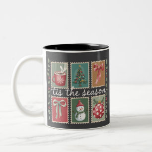 Retro Weihnachten ist die Saison Cozy Winter Weihn Zweifarbige Tasse
