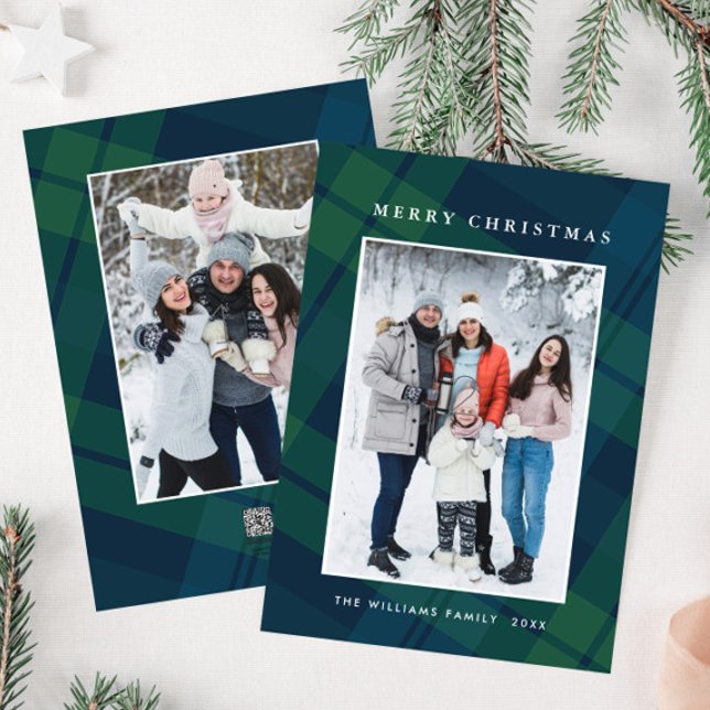 Retro Weihnachten Kariert 2 Foto Gruß (Von Creator hochgeladen)