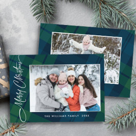 Retro Weihnachten Kariert 2 Foto Gruß