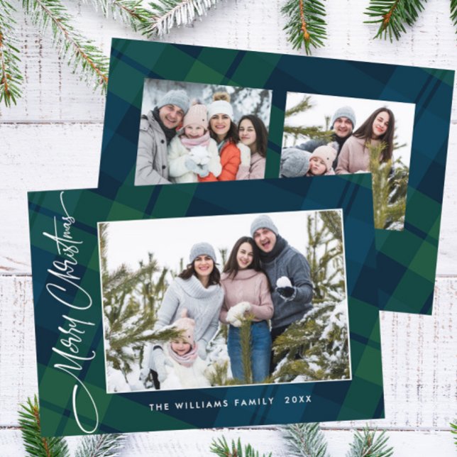 Retro Weihnachten Kariert 3 Foto Gruß (Von Creator hochgeladen)