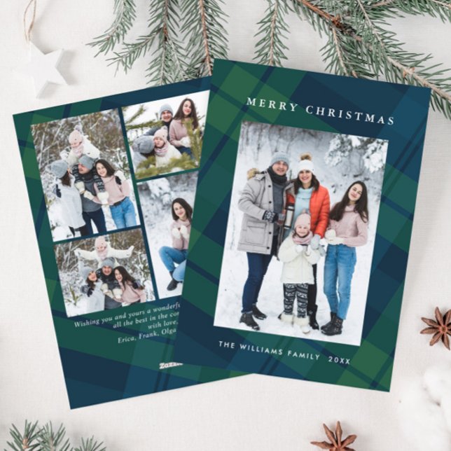 Retro Weihnachten Kariert 5 Foto Gruß (Von Creator hochgeladen)