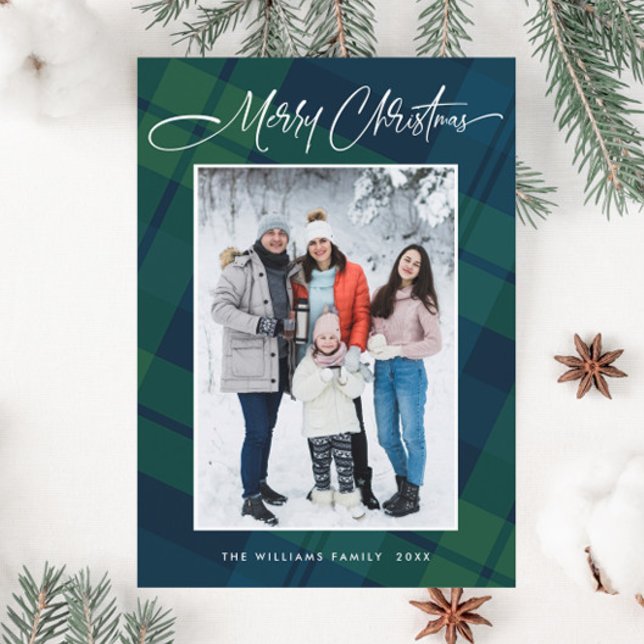 Retro Weihnachten Kariert ein Foto Gruß (Von Creator hochgeladen)