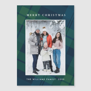 Retro Weihnachten Kariertes FOTO Magnetkarte